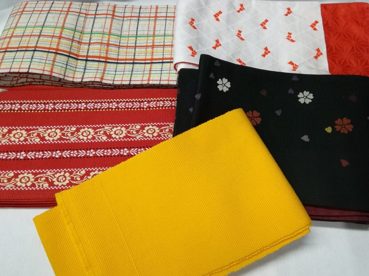 g_t M259 ☆半巾帯 小幅帯 5点まとめて リバーシブル柄の半巾帯 小袋帯 未使用含む 長期保管品 浴衣拍卖