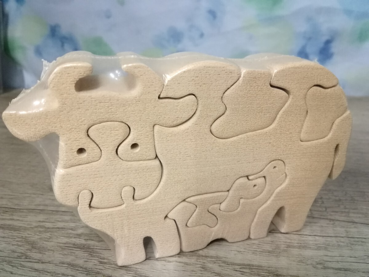 g_t K833 ☆牛の 木製パズル 未開封品 12.5cm×7.5cm×2.9cm拍卖