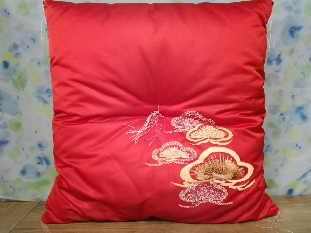 g_t G397 ☆御仏前座布団 御前座布団 仏事用座布団 法事 法要 赤 約56cm×62cm/厚み12cm拍卖