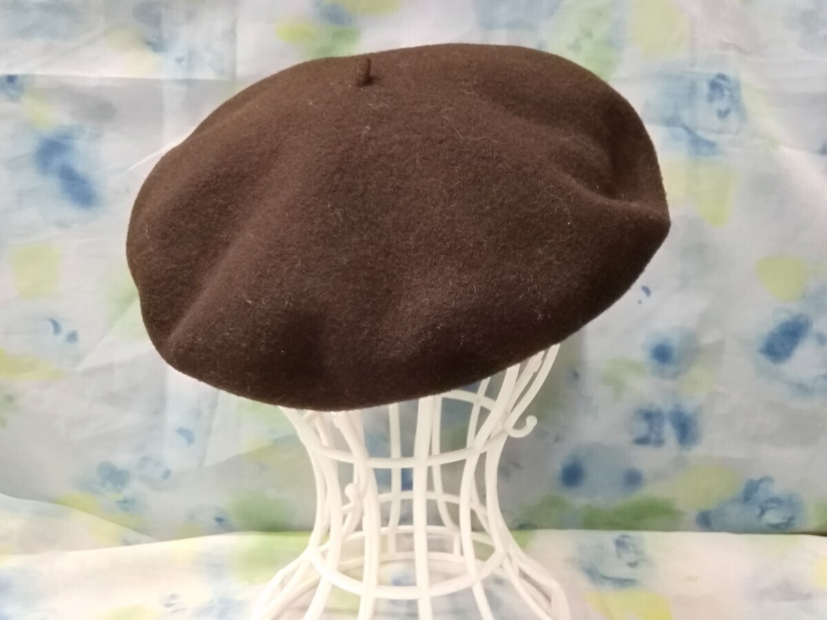 g_t P221 ☆IMPERMEABLE インパーミアブル フランス製 ベレー帽 こげ茶 シンプル 無地 カジュアル ユニセックス 帽子 サイズ58cm 帽子拍卖
