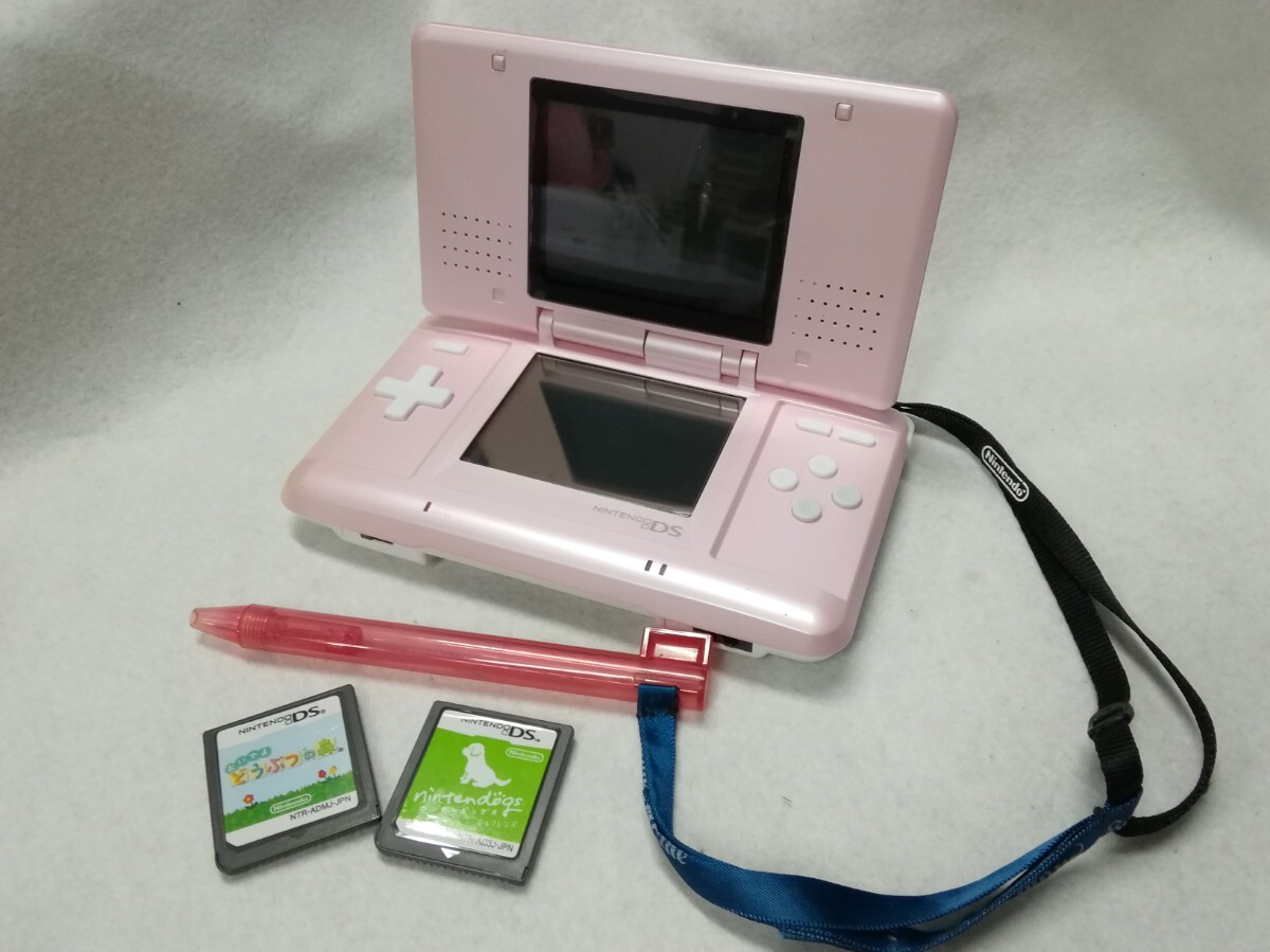 g_t P864 任天堂 ニンテンドーDS 本体 ピンク ソフト2本付き(おいでよどうぶつの森/nintendogs 柴&フレンズ) 動作未確認 現状【ジャンク】拍卖