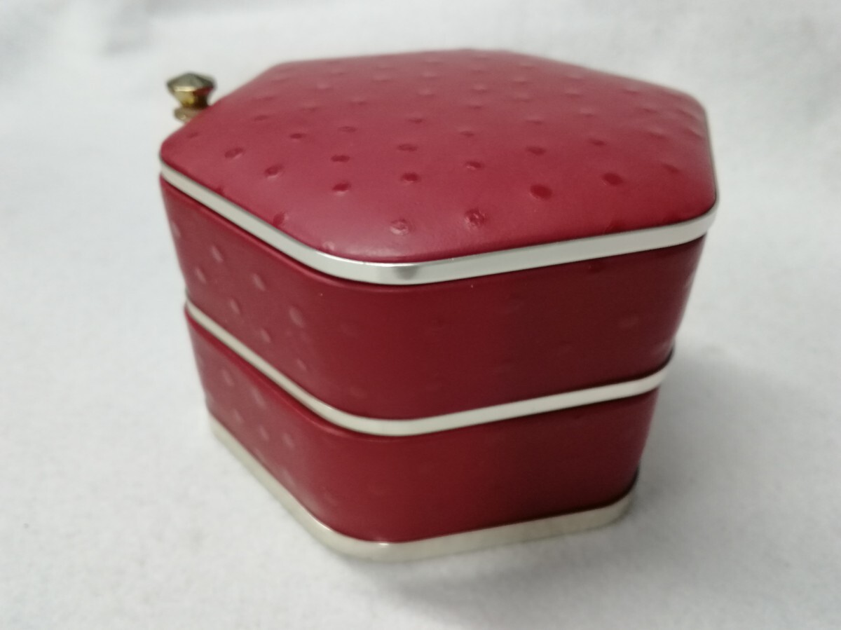 g_t P865 ☆資生堂 ジュエリーボックス 六角形 2段 赤系 化粧箱 小物入れ 10.5cm×10.7cm×高さ6.8cm拍卖