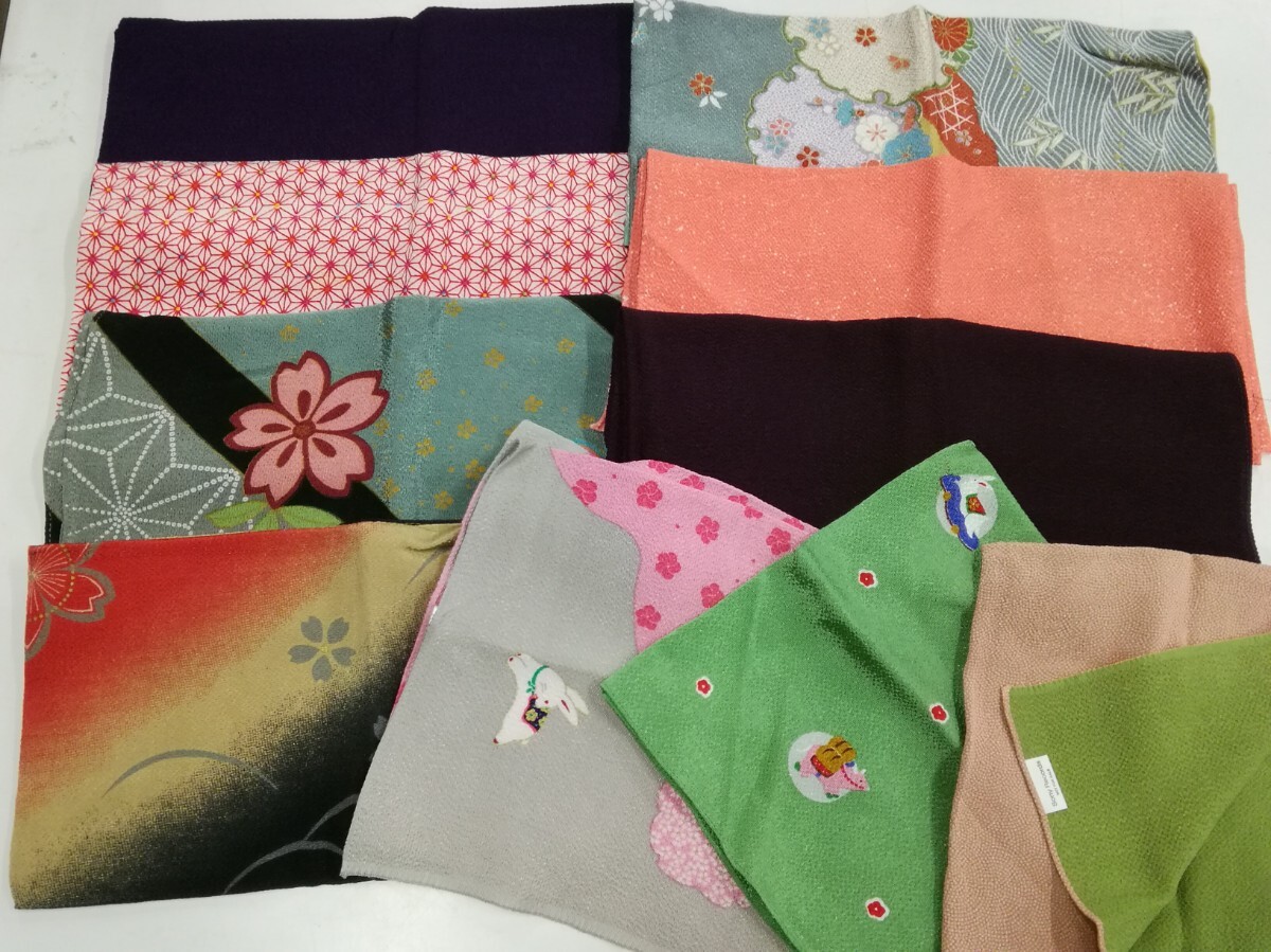 g_t P884 ☆ちりめん風呂敷 72cm×72cm程度 7枚 ちりめんふくさ 42cm×42cm程度 3枚 まとめて10点 和柄 和物 お包み 包む 拍卖