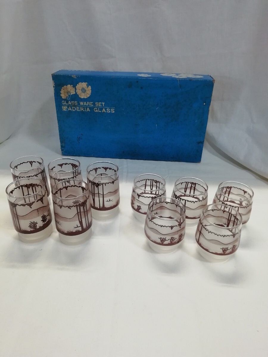 g_t P346 石塚硝子 アデリア タンブラー 10客セット 長短5客づつ グラス コップ ガラス食器 昭和レトロ 中古拍卖