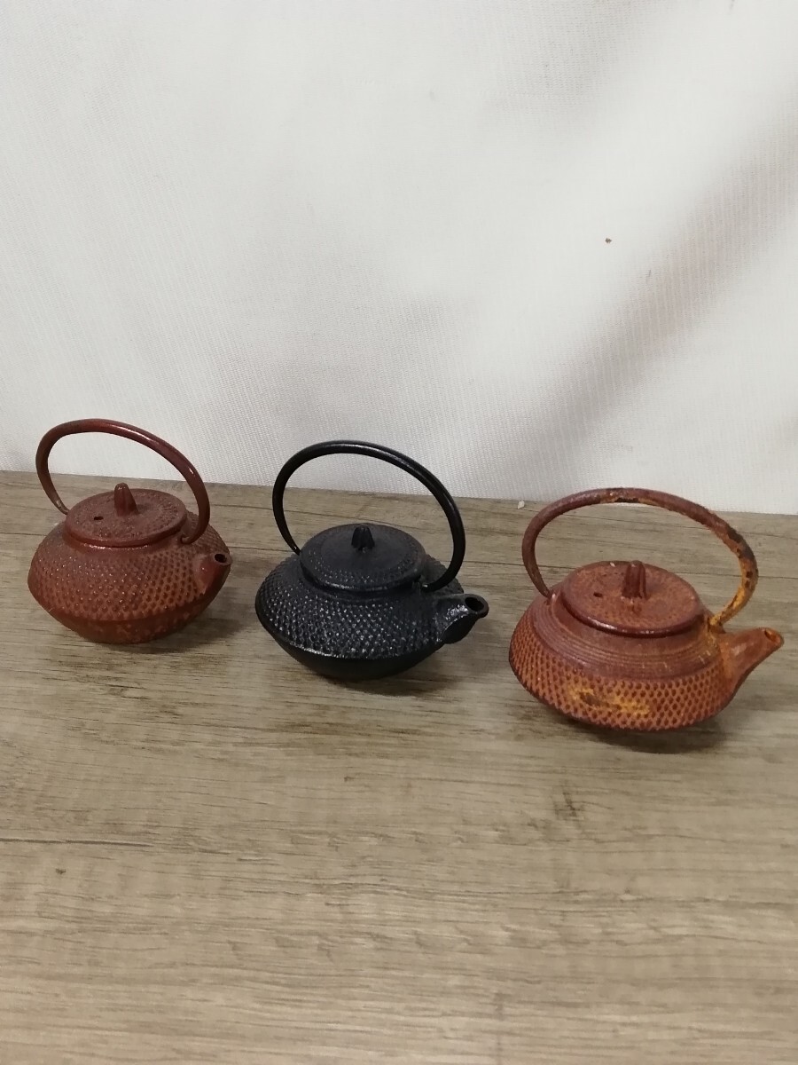 g_t P766 書道用 水差し 3点まとめ売り 鉄瓶 鉄器 鋳物 美術 書道具 アンティーク 現状 中古拍卖