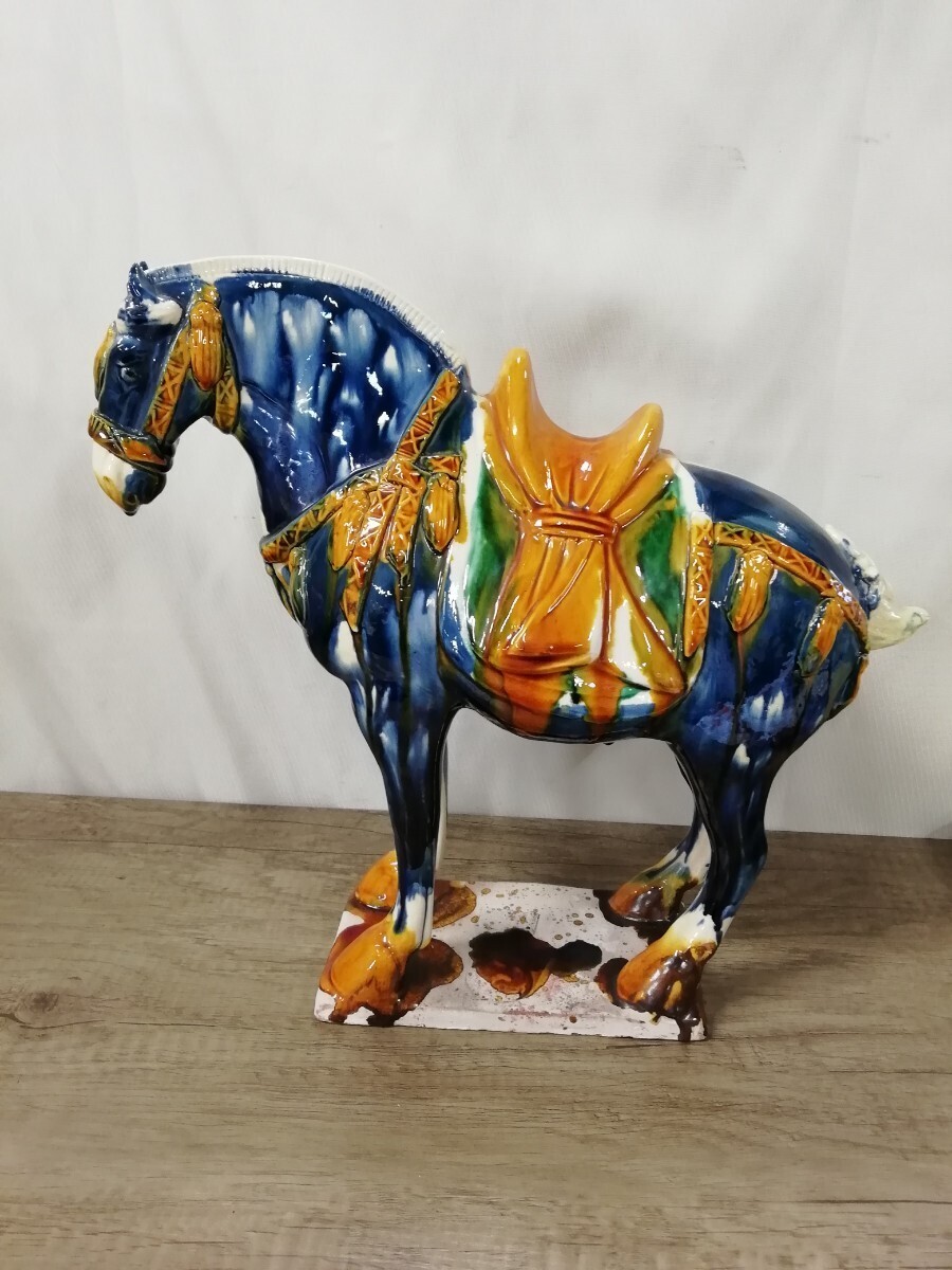 g_t G524 中国美術 馬 置物 オブジェ 陶器 インテリア 美術品 アンティーク 中古拍卖