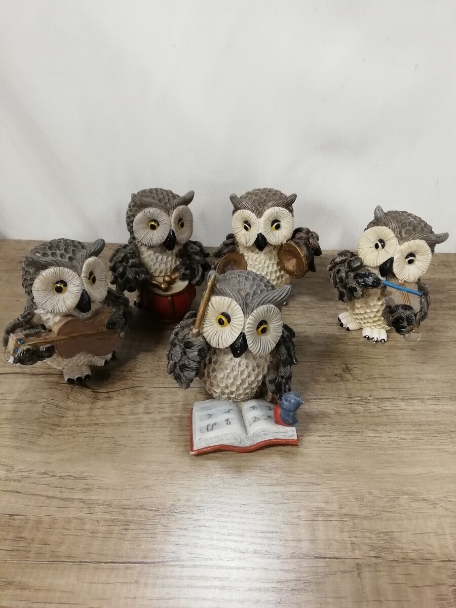 g_t I042 ふくろう 梟 置物 オーケストラ 音楽隊 楽器隊 5体セット 楽団 動物 インテリア オブジェ 中古拍卖