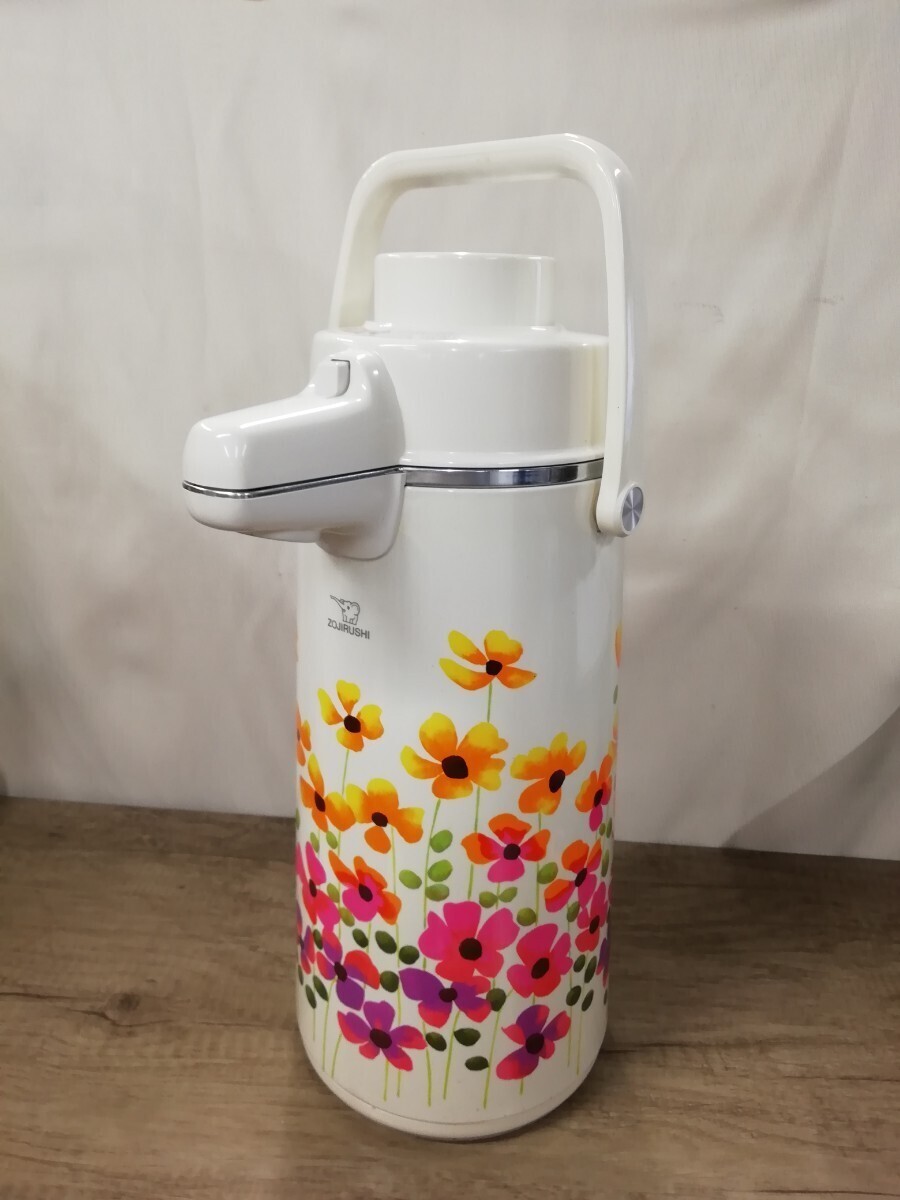 g_t K964 象印 保温ポット SDR-1900 2L 花柄 魔法瓶 キッチン用品 お茶 茶器 昭和レトロ 中古拍卖