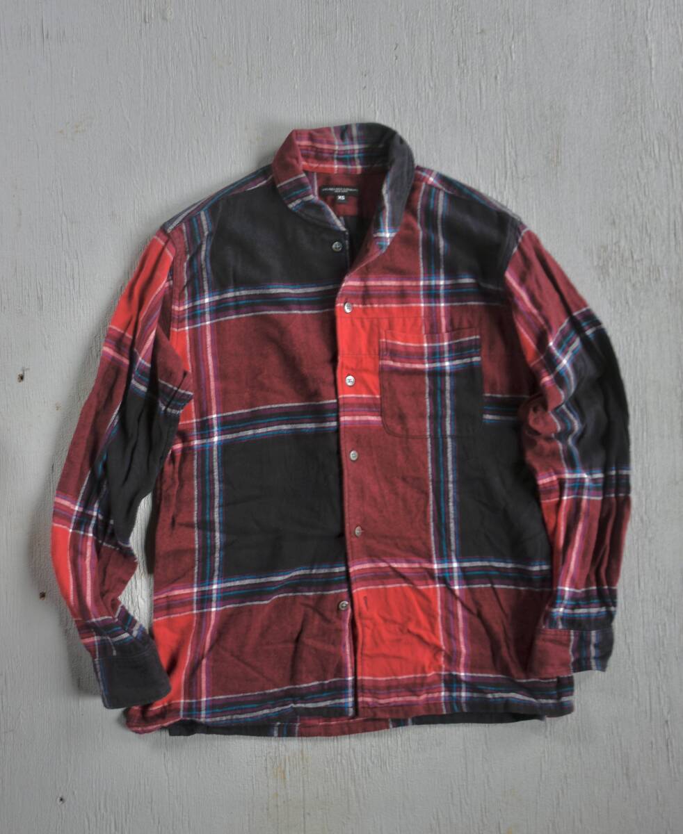 USA製 Engineered Garments エンジニアードガーメンツ チェック柄 ネル 長袖 シャツ XS レッド系 ヘチマカラー ポケット拍卖