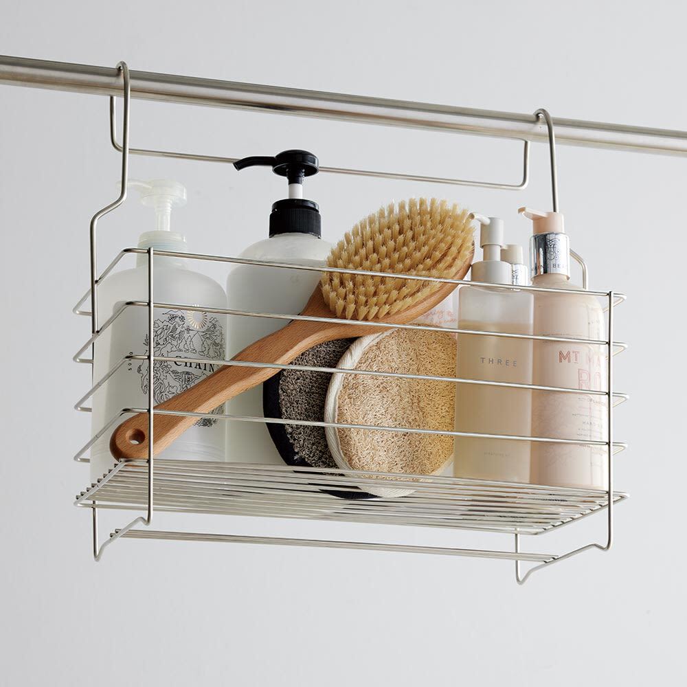 赤字処分!【燕三条製】オールステンレス引っ掛けお風呂バスケット(大)/抗菌加工タイプ/アウトレット/単品販売拍卖