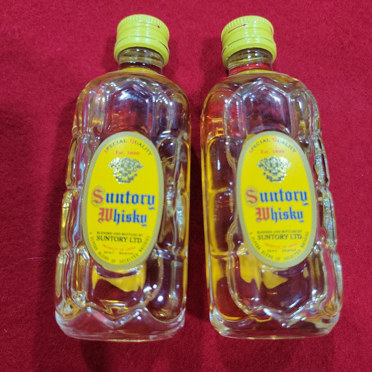 №9330 ★大阪府在住者取引可★ 古酒 未開栓 見本品ラベル ミニボトル サントリー ウイスキー 角瓶 アルコール度数40% 50ml 2本拍卖