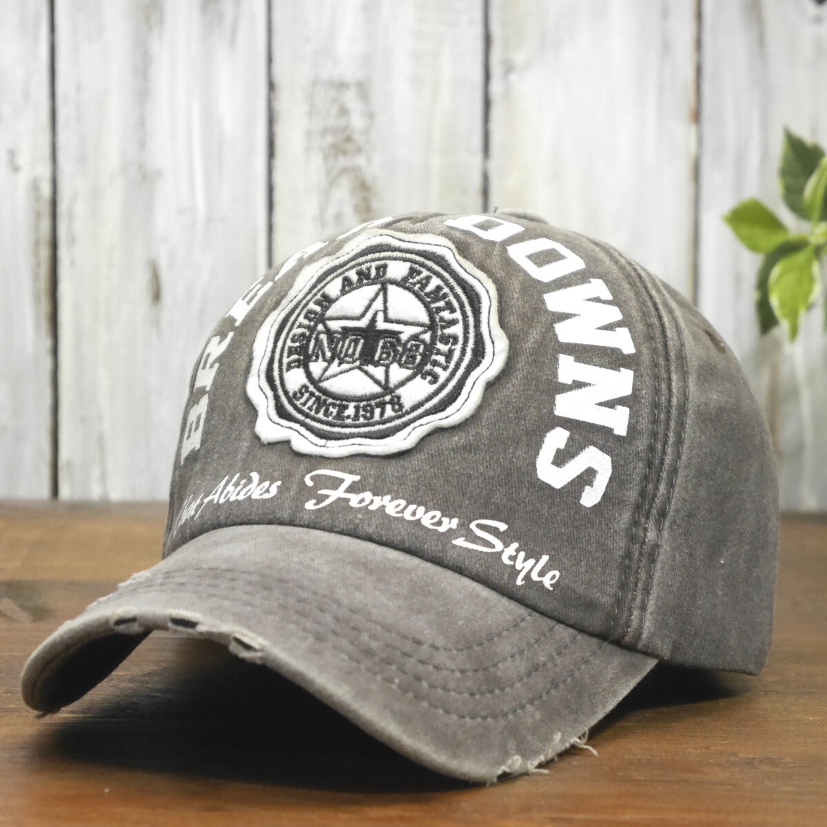 BREAK DOWNS ロゴキャップ ブラウン ロゴ 色あせ ビンテージ UV対策 サイズ調整可能 送料\450 男女兼用拍卖