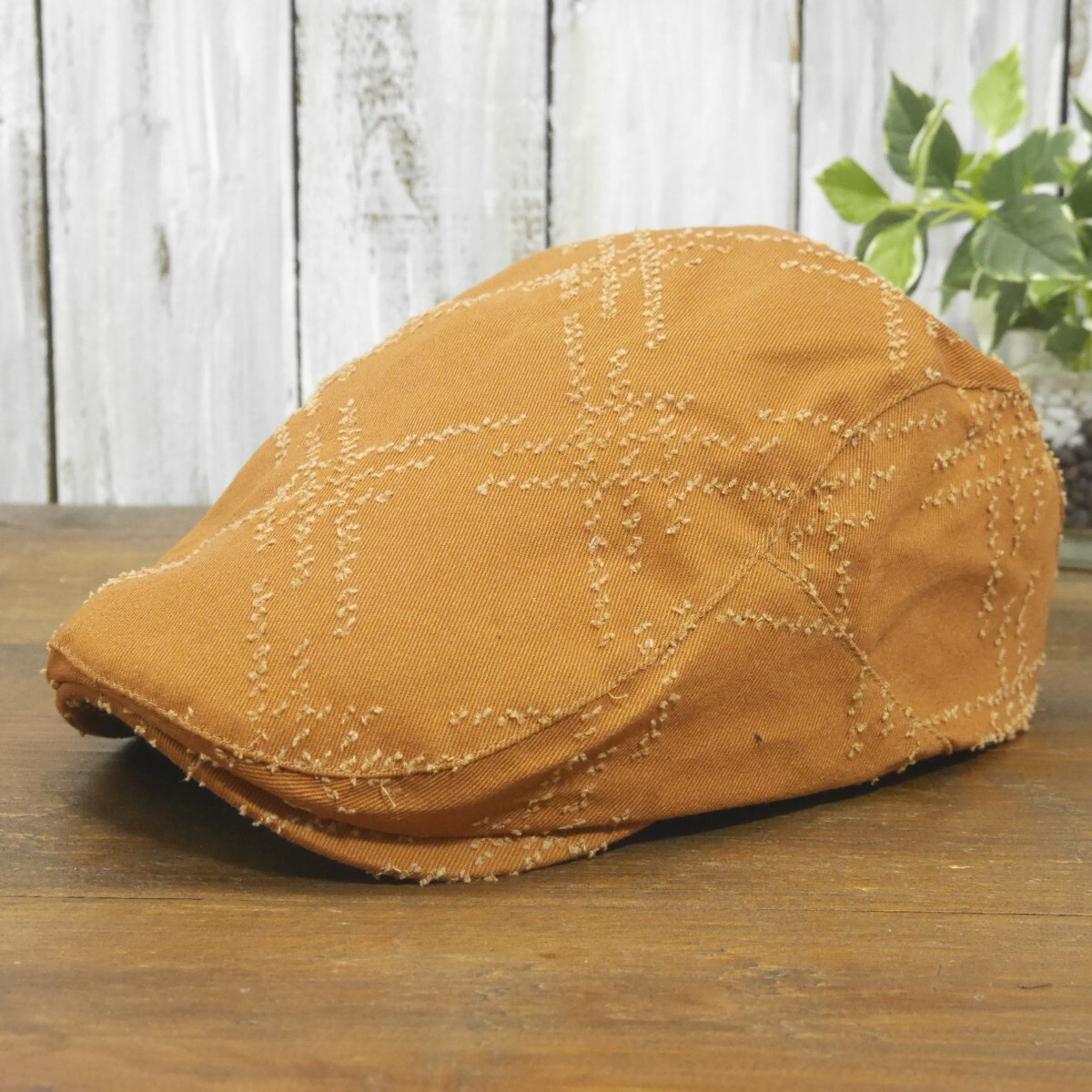 全国一律送料450円 ステッチ 破れ ハンチング ブラウン シンプル サイズ調整可 オールシーズンOK 男女兼用拍卖