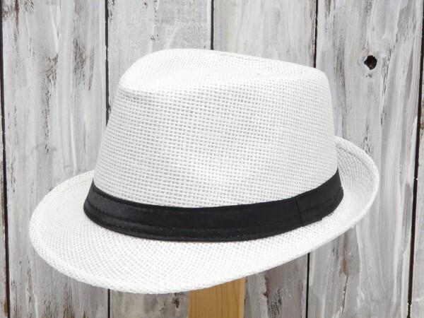 全国一律送料450円 STRAW HAT ストローハット フェドラハット ホワイト 男女兼用 パナマ ボルサリーノ 中折れ拍卖