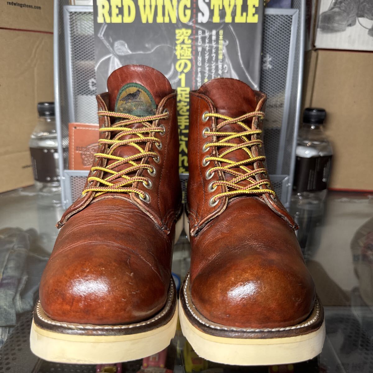 清潔!1998年 8166 7.5D 約26㎝ 半円犬タグ オロラセット 赤茶 レッドウイング プレーン 洗浄除菌ビブラム4104オールソール修理済!拍卖