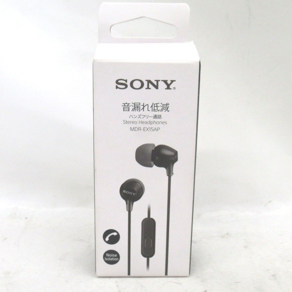 SONY ソニー ステレオヘッドホン MDR-EX15AP ブラック リモコン・マイク付き ハンズフリー通話 音もれ低減拍卖