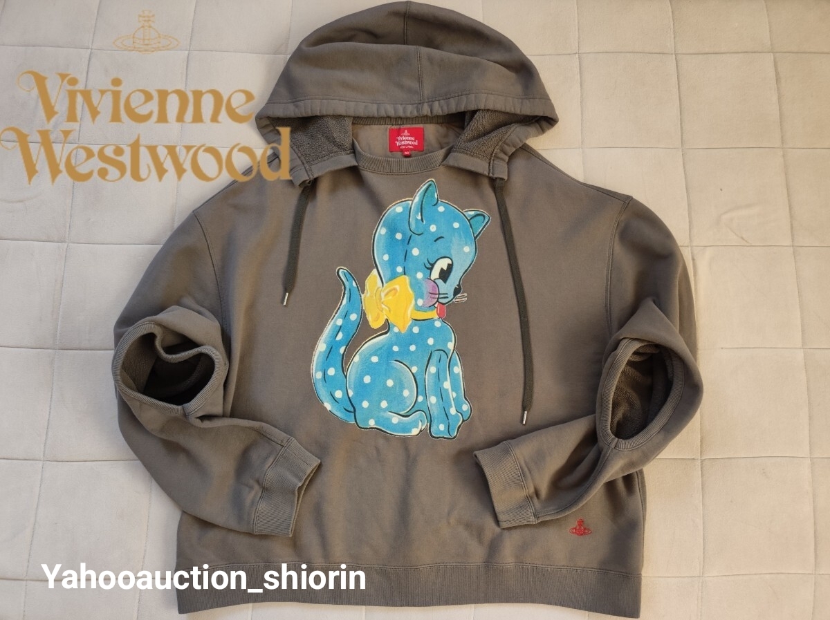 美品 ヴィヴィアンウエストウッド cat 起毛オーバーサイズフーディ ビックパーカー VivienneWestwood xl相当 オーバーサイズ拍卖