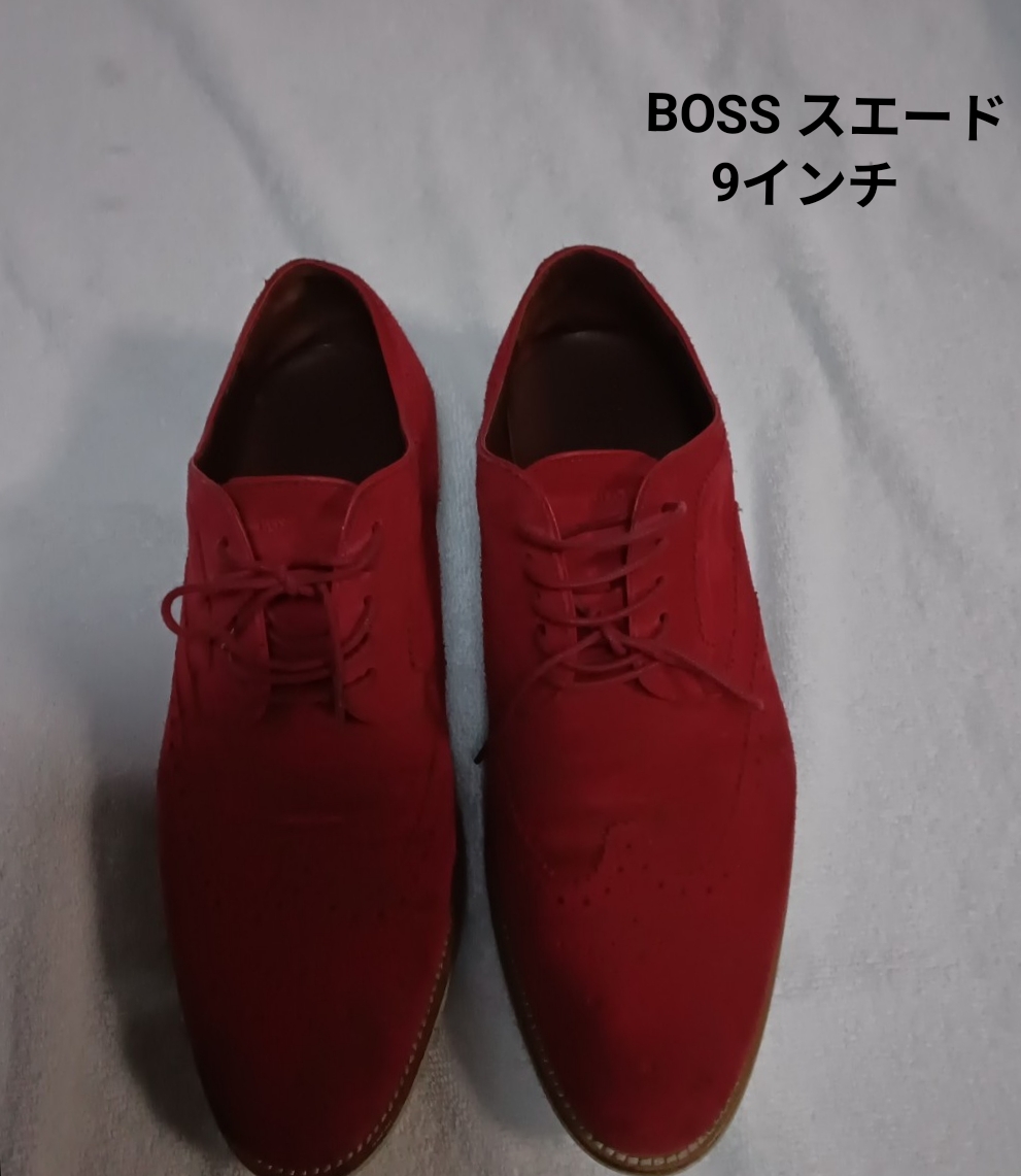 BOSS レッド スエード オックスフォードシューズ 9インチ シューズ ウイングチップ拍卖