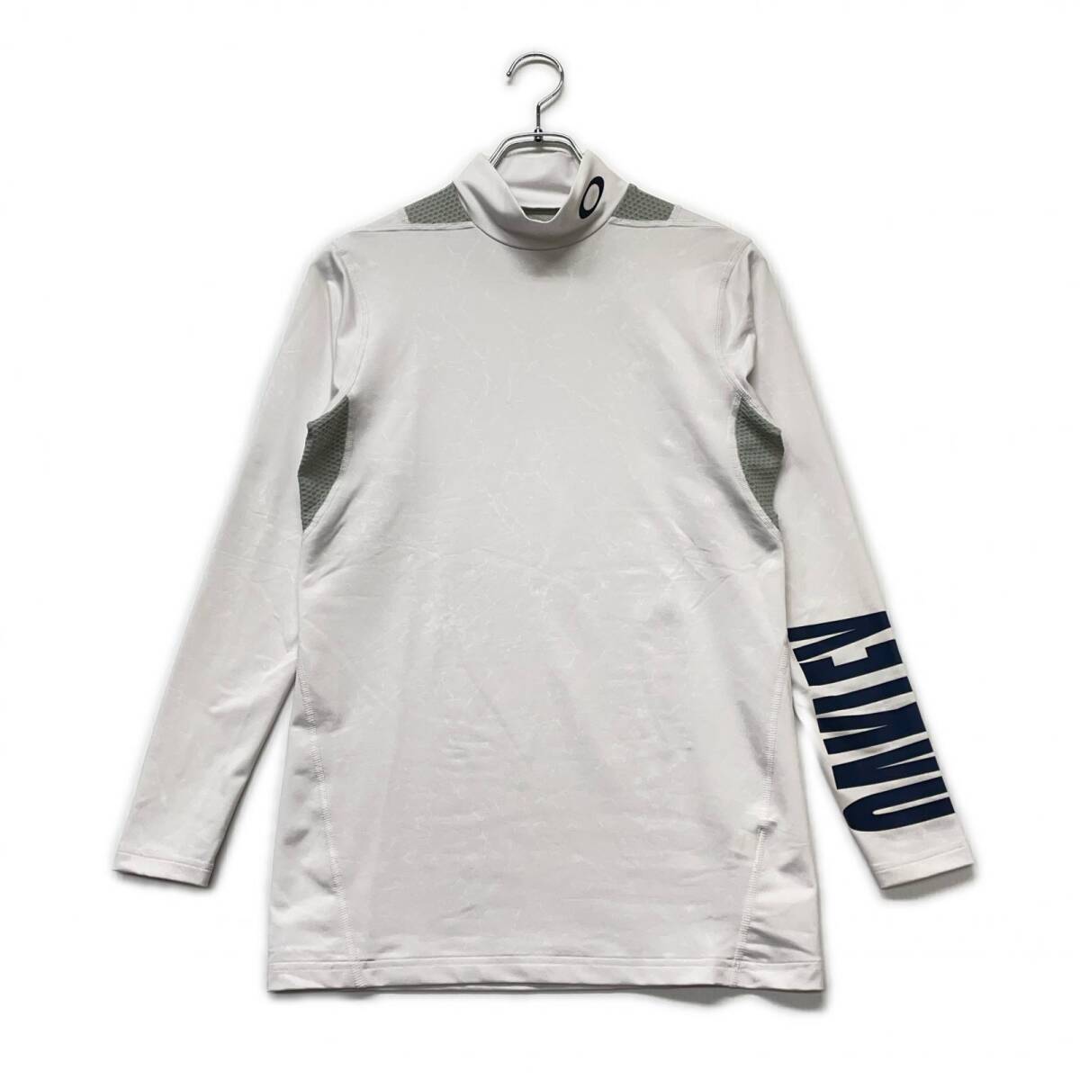 coco 中古 オークリー OAKLEY メンズ インナー L 白 ホワイト 長袖 ハイネック モックネック 総柄 レターパックプラス発送可 K8241拍卖