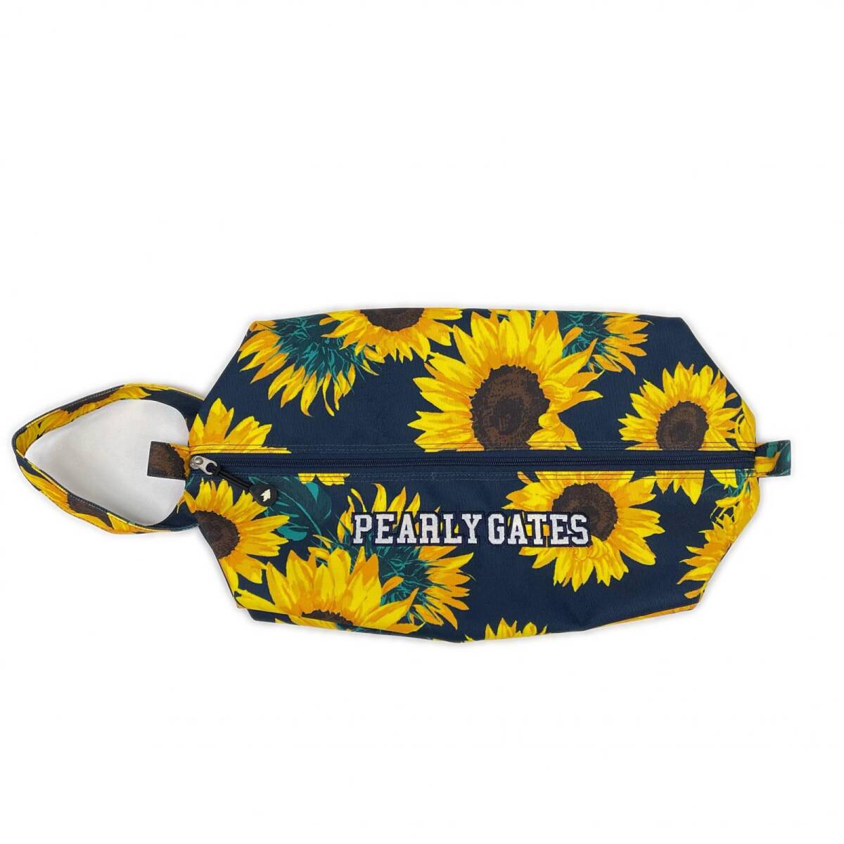 coco 中古 パーリーゲイツ PEARLY GATES シューズケース ネイビー×イエロー 紺 ひまわり柄 レターパックプラス発送可 K023772拍卖