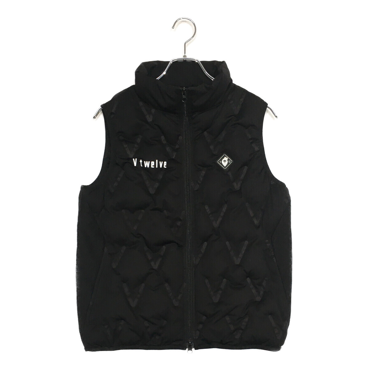 coco 中古 ヴィ・トゥエルヴ V12 メンズ ベスト S 黒 ブラック ダブルジップ 中綿入り 防寒 レターパックプラス発送可 103818拍卖
