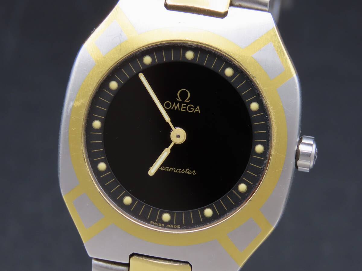1円~! ジャンク品★正規品 OMEGA オメガ シーマスター ポラリス YG SS アナデジ クォーツ 純正ブレス 1455/448 メンズ腕時計 PPKLG1982拍卖