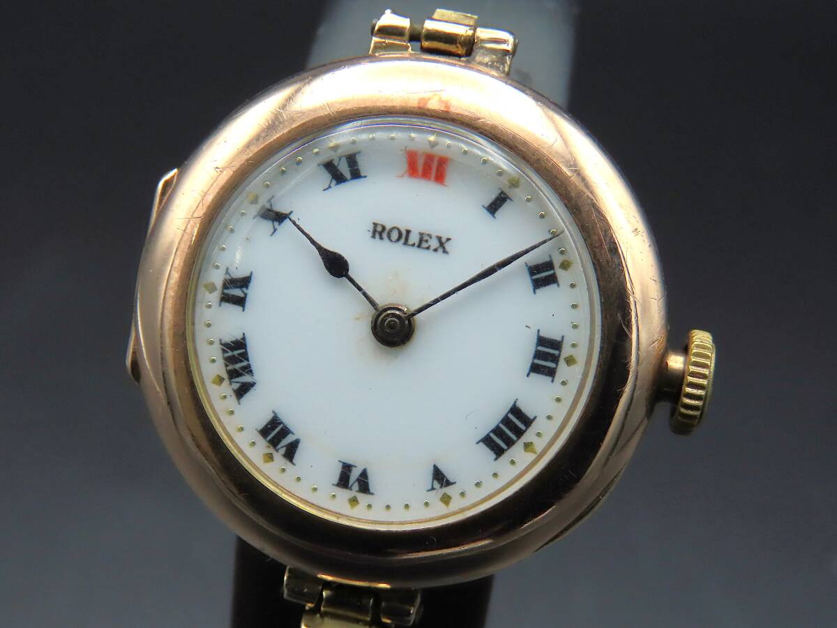 1円~! 稼動品 ROLEX ロレックス 9KPG 金無垢 総重量21.6g 手巻き ホワイトダイヤル レディース腕時計 PPKLG2087拍卖