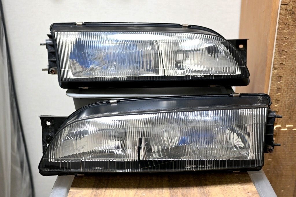 美品 黄ばみ無し NISSAN 日産 S14 シルビア 前期 純正 ハロゲン 左右 ヘッドライト ICHIKOH 1494 ① コーティング拍卖