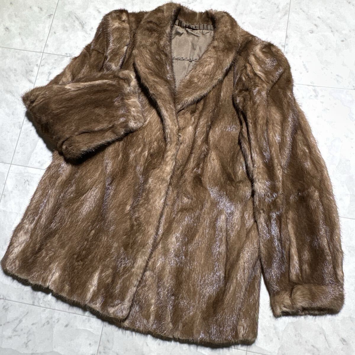 なめし柔らか◎ デミバフミンク ハーフコート 本毛皮 リアルファー MINK 貂 レディース アウター 色味◎艶◎毛並み◎11号 拍卖