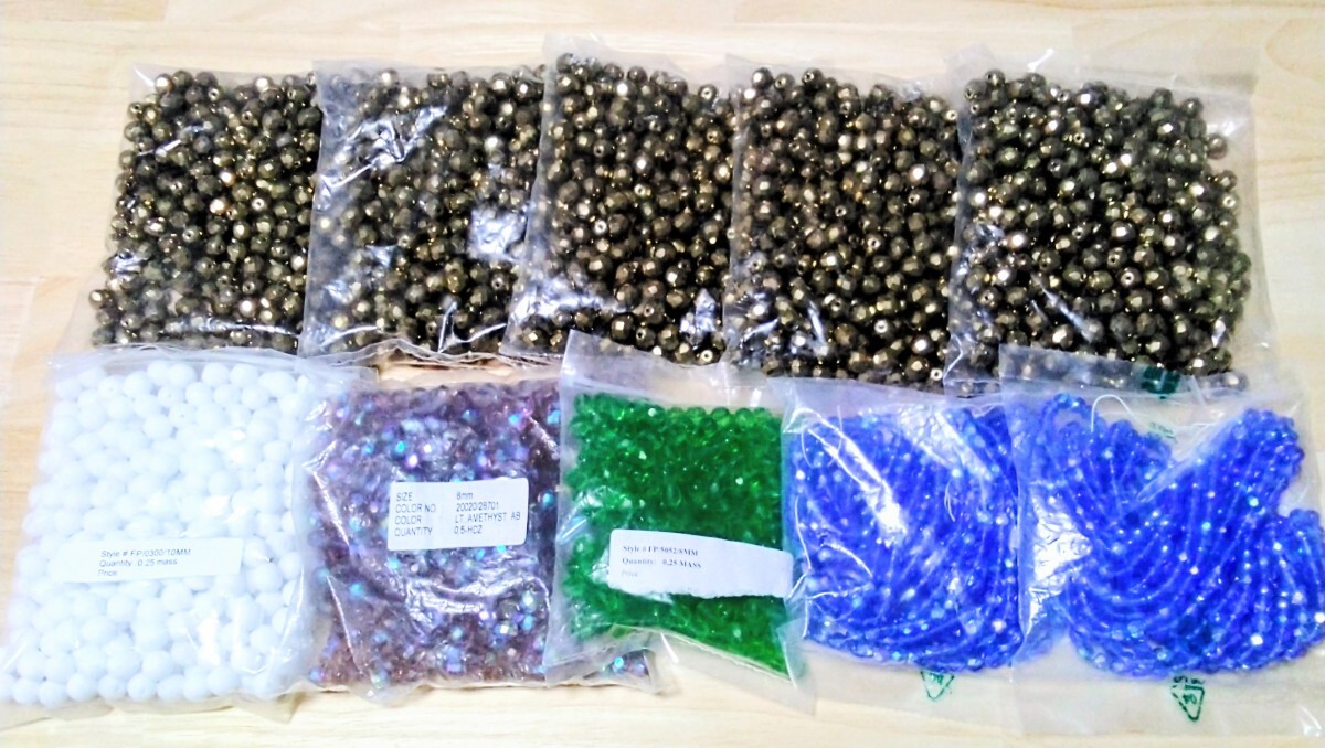 チェコビーズ大量 ファイヤーポリッシュ 6MM/8MM/10MM 約3.1kg 新品・未開封・未使用拍卖