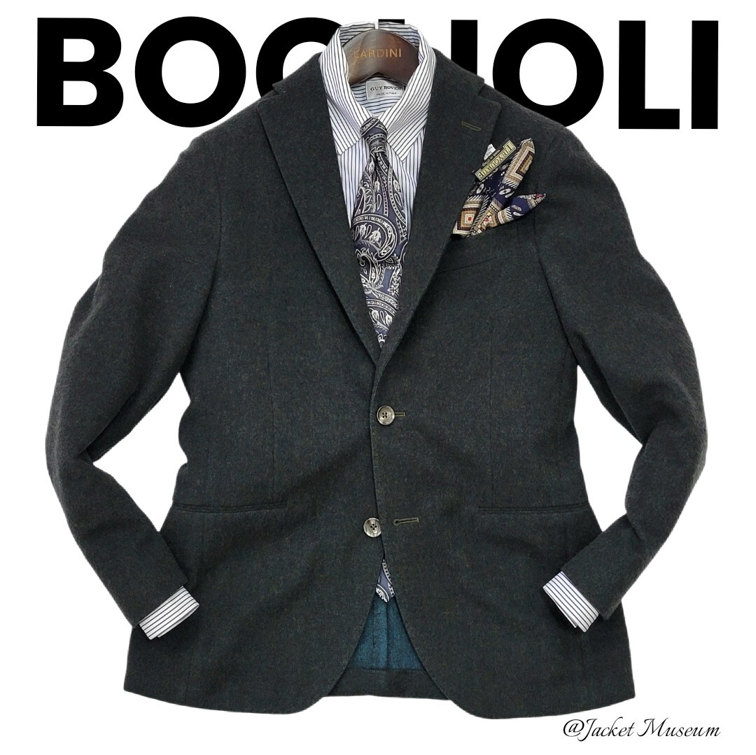 【極美品】超高級イタリア製 BOGLIOLI 秋冬起毛カシミヤ AW 42 ボリオリ テーラードジャケット スーツネクタイ革靴に◎拍卖