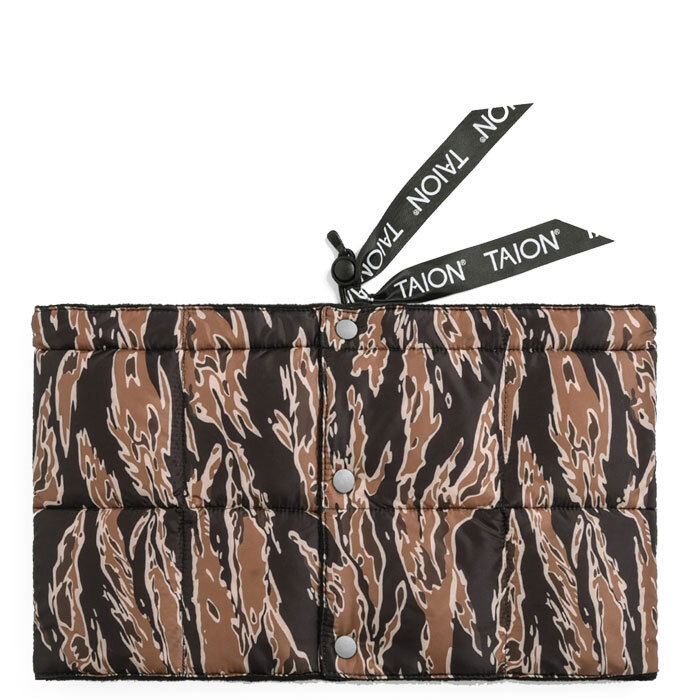 < ブラックゴールド/タイガーカモ > ネックウォーマー ボタン TAION タイオン ベーシック ダウンネックウォーマー TAION-203A拍卖