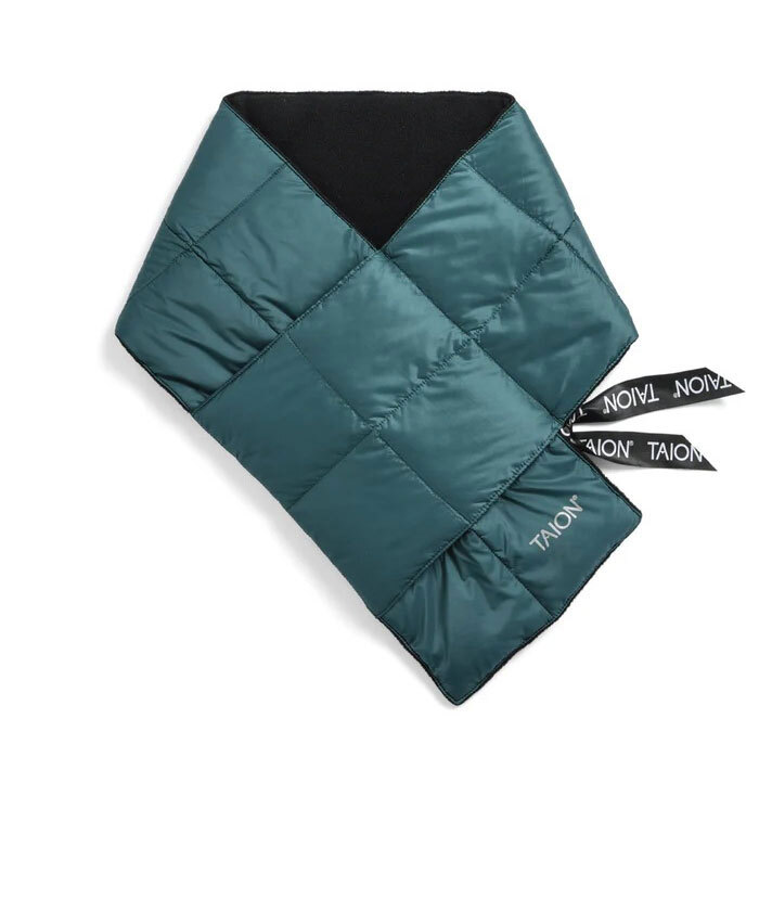 <グリーンブルー>タイオン TAION ベーシック ダウンマフラー TAION-201A 男女兼用 フリース コンパクト収納 洗濯可能拍卖