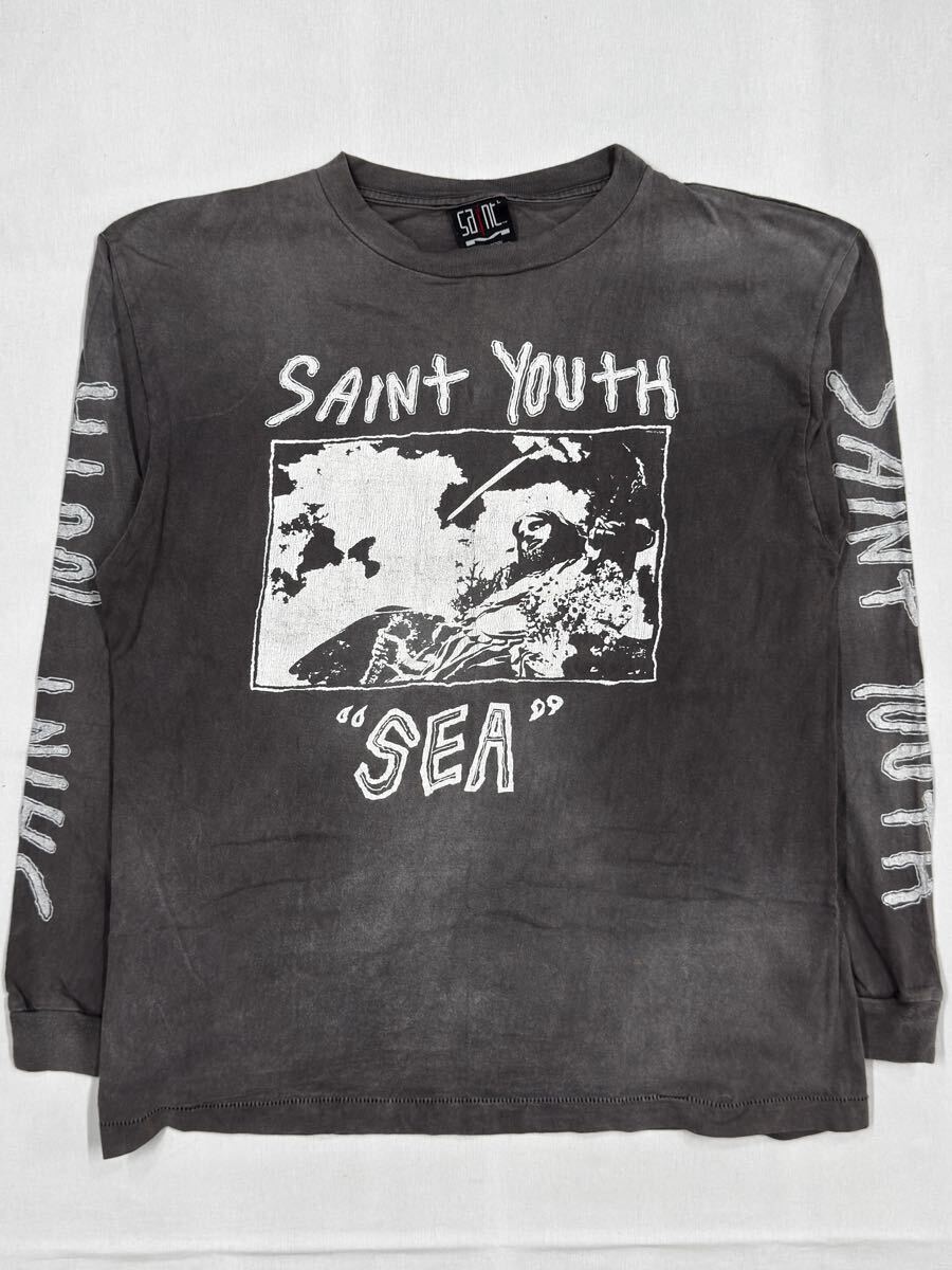 SAINT MICHAEL M×××××× WIND AND SEA T-SHIRT TEE セント マイケル ウィンダンシー 長袖Tシャツ SM-A21-0000-061 ブラック Lサイズ拍卖