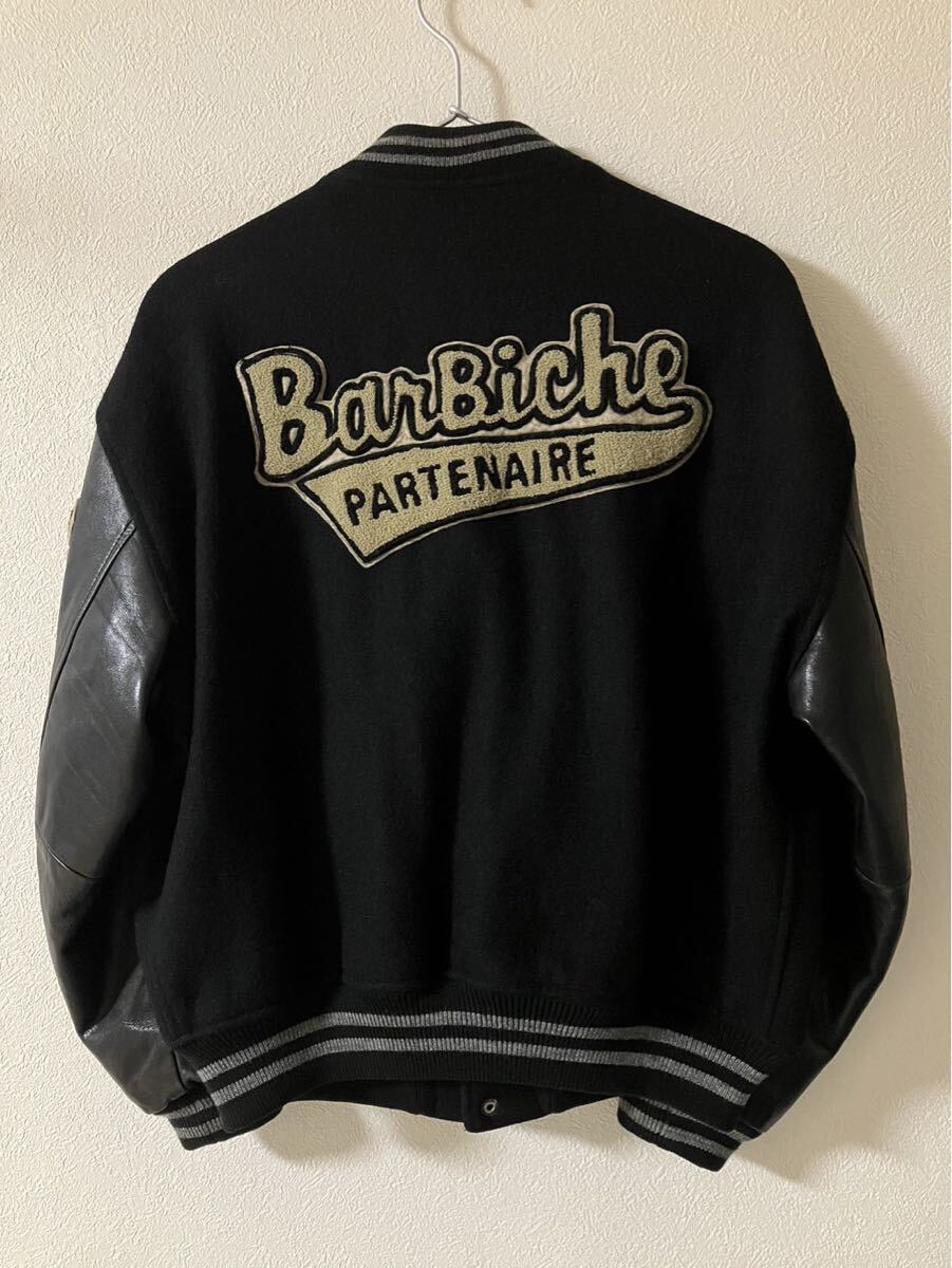 80s MEN‘S BIGI(BARBICHE)バルビッシュ スタジャン ブラック×袖レザー(ワッペン付き) サイズ46 ジャパンビンテージ オールドビギ拍卖