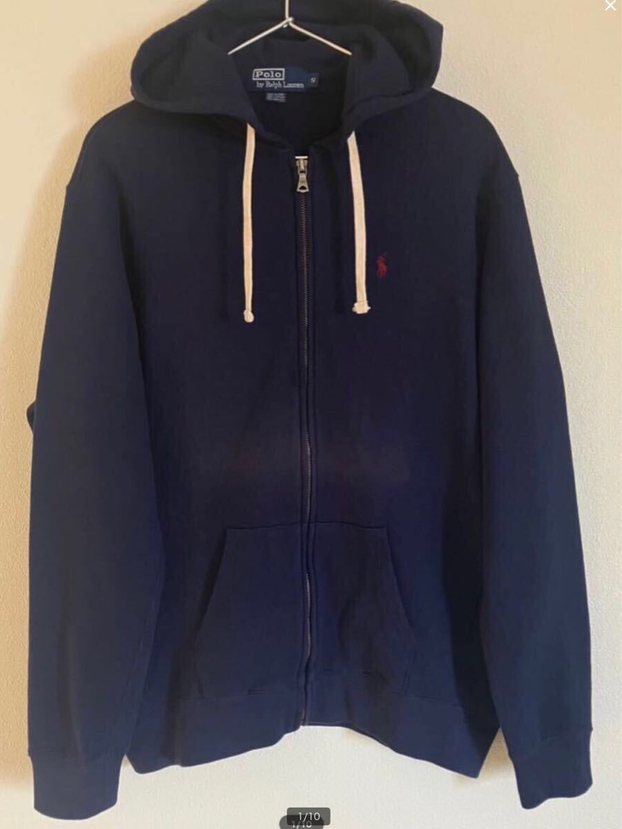 90s 00s Ralph Lauren ラルフローレン 長袖スウェットパーカー(ジップアップ) ネイビー Sサイズ オールドラルフ拍卖