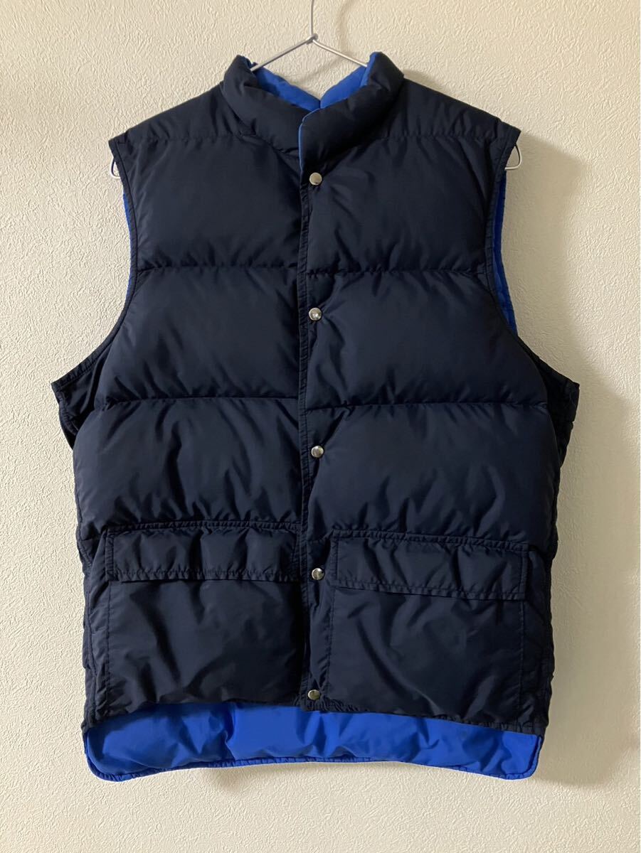 70s ウールリッチ ダウンベスト(リバーシブル) ネイビー×ブルー ナイロン 中綿(グースダウン) Mサイズ 70sビンテージ拍卖