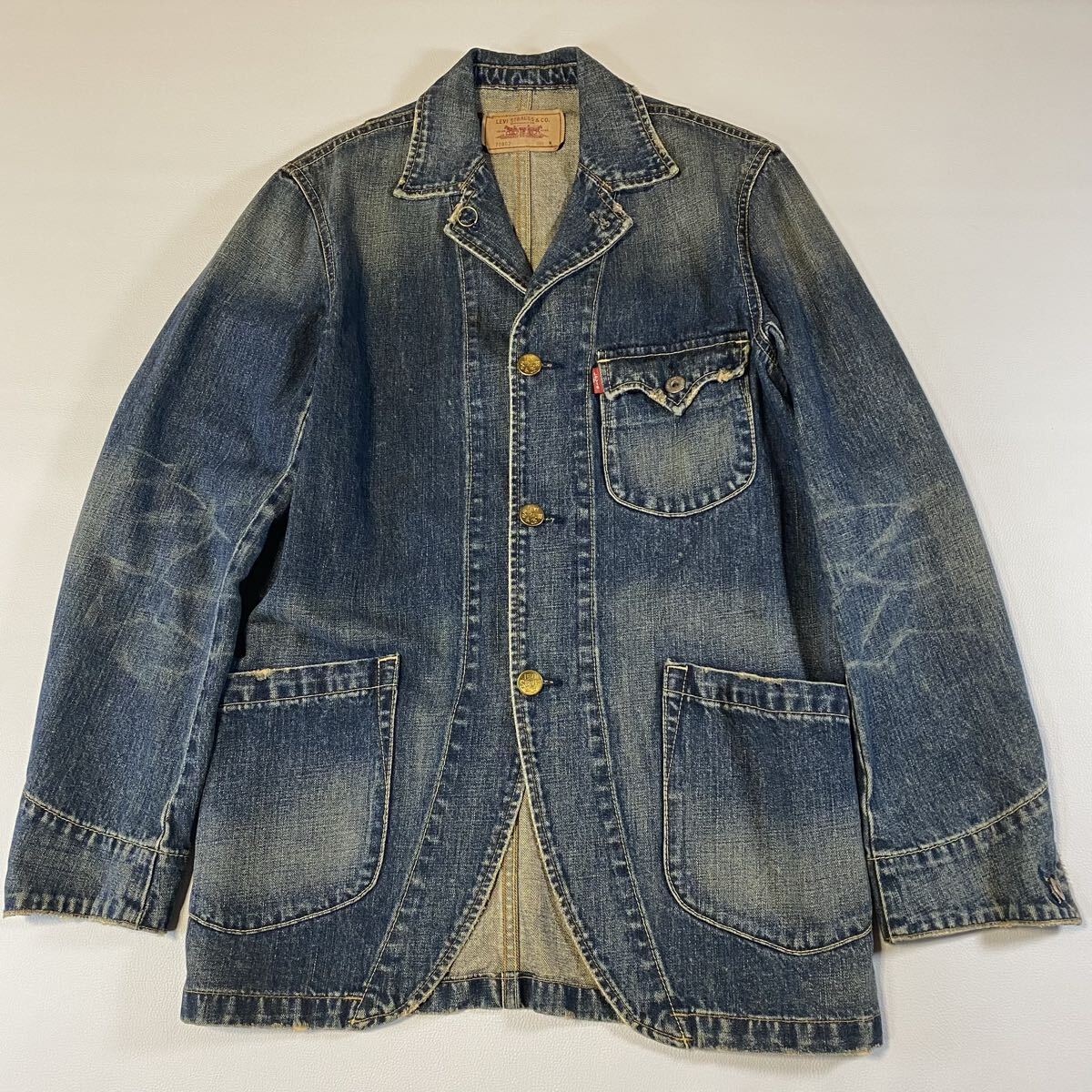 Levi's リーバイス デニム カバーオール デニムジャケット M ダメージ加工 ビンテージ メンズ 70802 拍卖