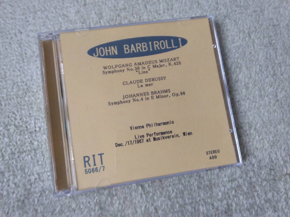 即♪RIT:バルビローリ&ウィーンpo.のモーツァルト:リンツ、ドビュッシー:海、ブラームス:交響曲第4番(1967/12/17)2CD‐R拍卖