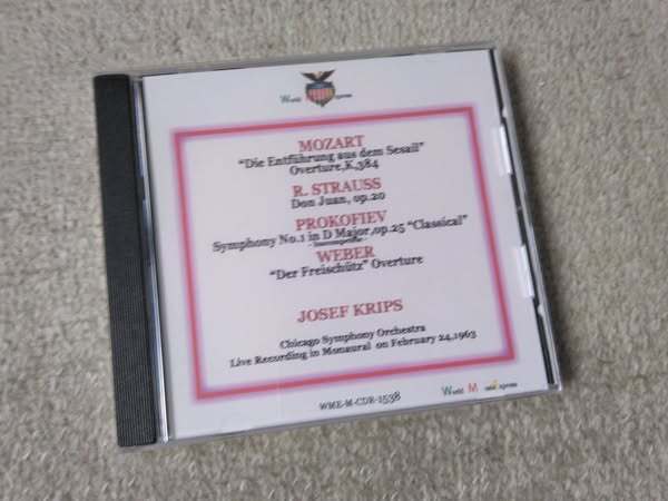 即♪WME:シカゴのヨゼフ・クリップス(1963/2/24)モーツァルト、R・シュトラウス、プロコフィエフ、ウェーバー(^^♪拍卖