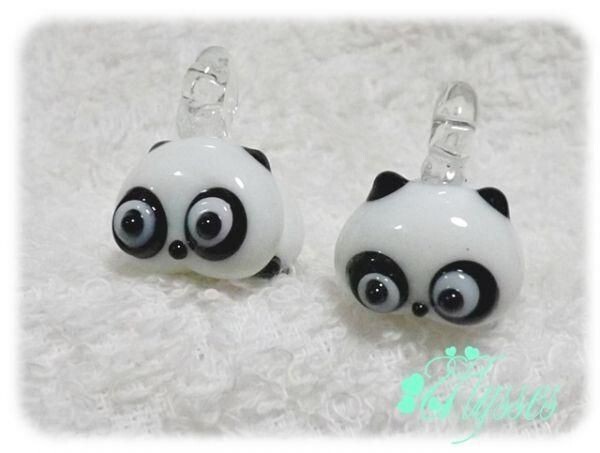 ★アクセ★260★パンダちゃんとんぼ玉チャーム★2個★説明文・自己紹介は必ずお読みください拍卖
