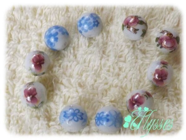 ★アクセ★31★ガラスペイント和柄調ビーズ★10個★説明文・自己紹介は必ずお読みください拍卖