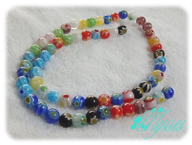 ★アクセ★375★6mm*ミッフィレオーリ*ガラスビーズ*とんぼ玉*丸*ラウンド*MIX★1連★説明文・自己紹介は必ずお読みください拍卖