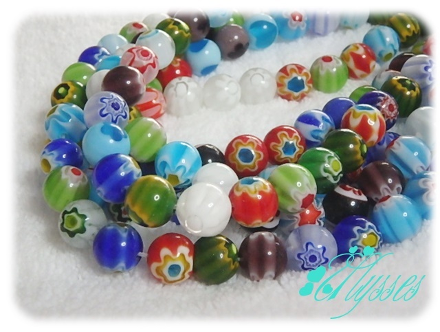 ★アクセ★397★8mm*ミッフィレオーリ*ガラスビーズ*とんぼ玉*丸*ラウンド*MIX★説明文・自己紹介は必ずお読みください拍卖