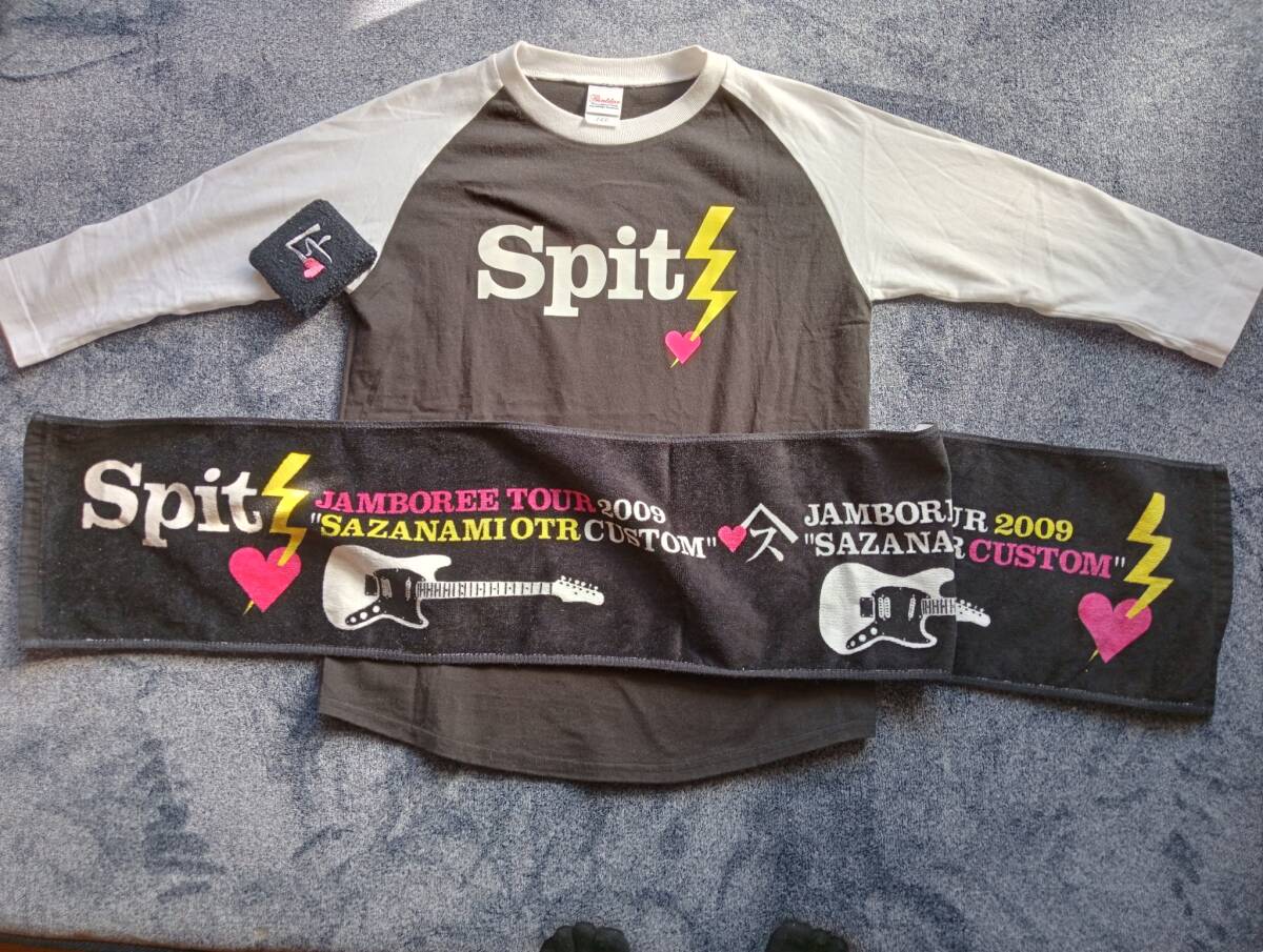 スピッツ SPITZ JAMBOREE TOUR 2009 “さざなみOTR カスタム”グッズ3点 ベースボールTシャツ マフラータオル リストバンド 拍卖