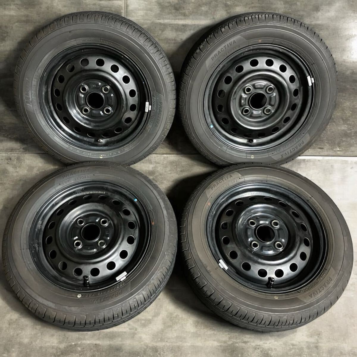 2025年製.国産タイヤ付 スズキ 155/65R13 4.00B 4J 4穴 PCD100 純正 13インチ 鉄 スチール ホイール 4H ピッチ100 MH23S ワゴンR 流用拍卖