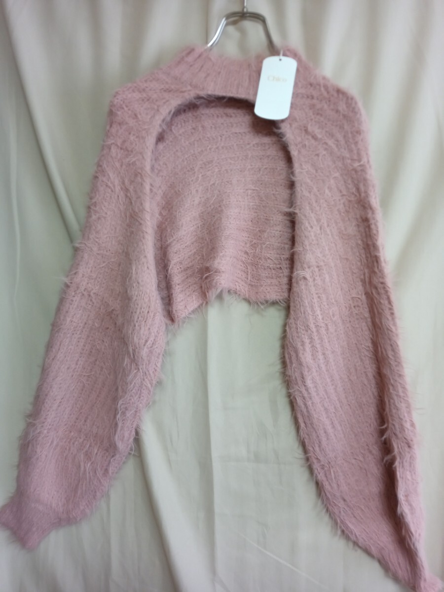 13326 ★★ Chico タートルネックボレロニット ピンク 新品 定価8000円拍卖
