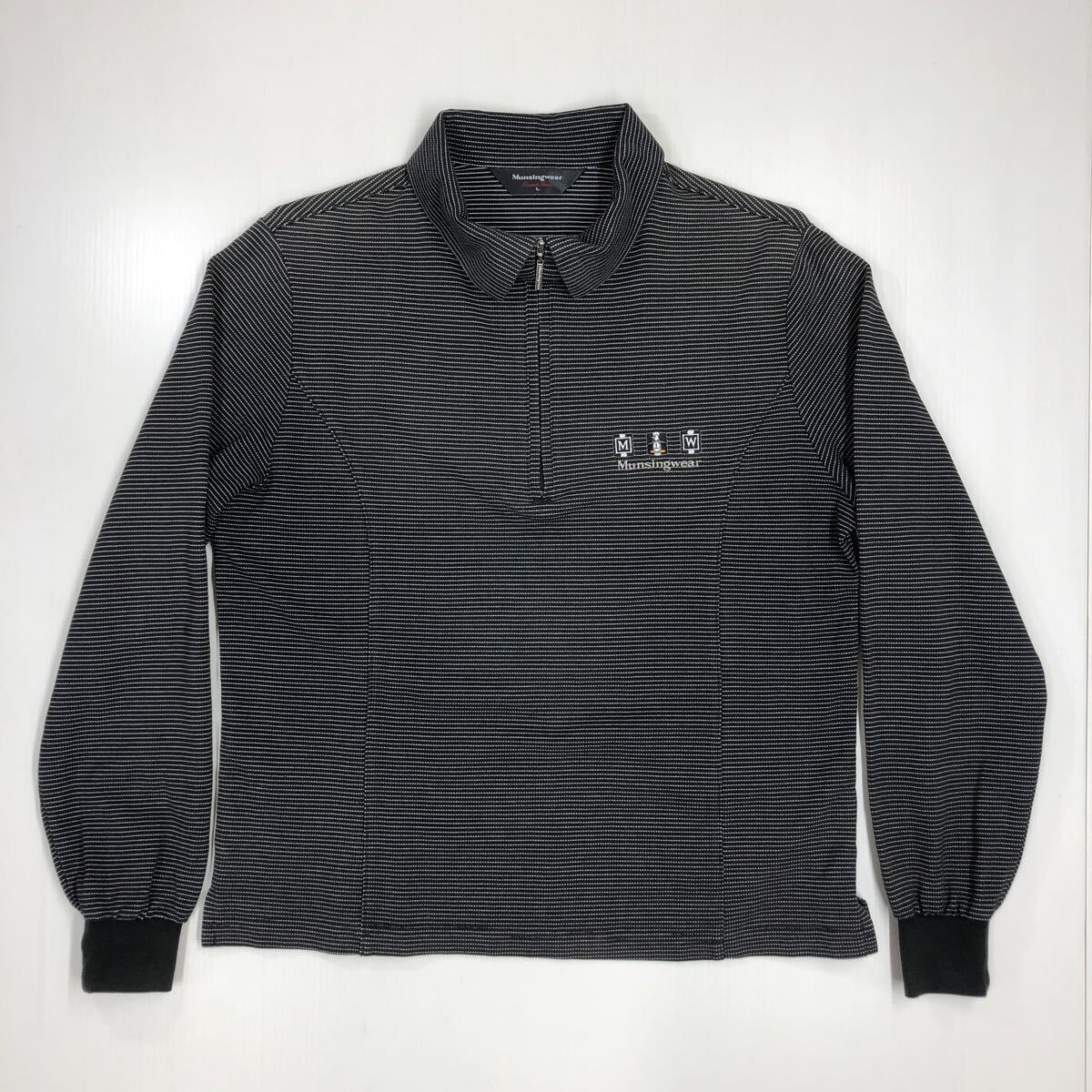 munsingwear gland slam マンシングウェア 長袖シャツ ゴルフ ハーフジップ ボーダー柄 Lサイズ 510-8拍卖