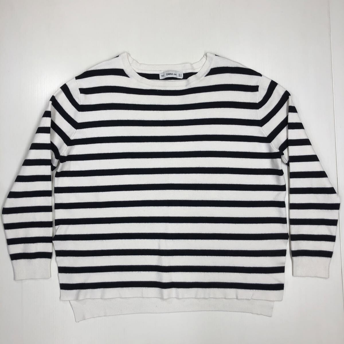 ZARA KNIT ザラ ニット ニットカットソー ボーダー柄 クルーネック USA/Sサイズ 510-14拍卖