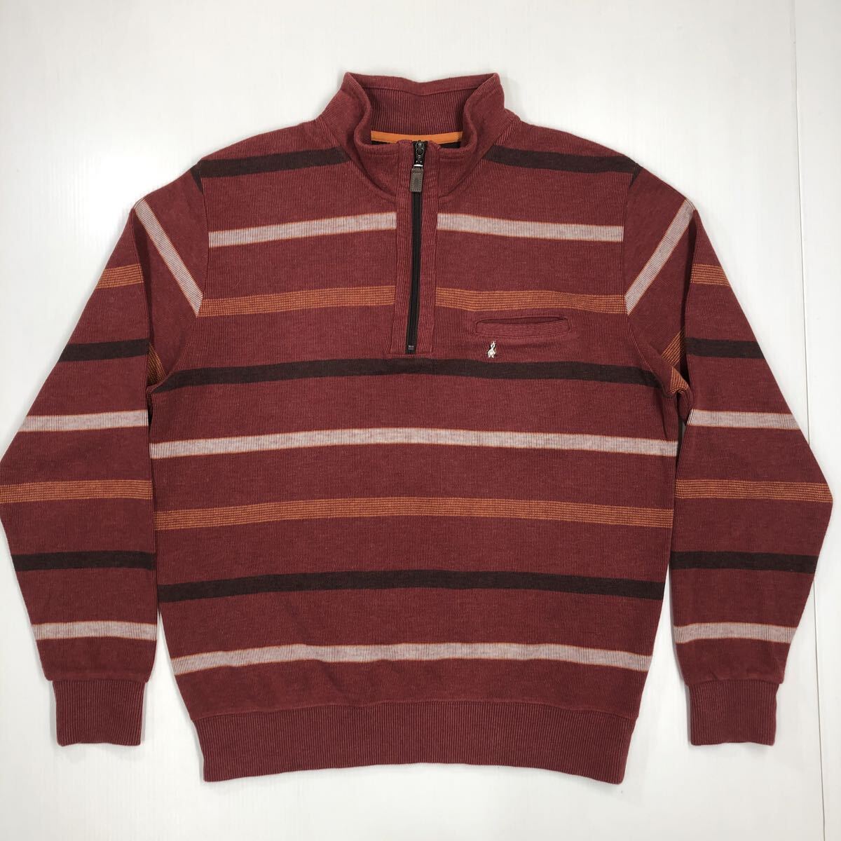 Hush Puppies ハッシュパピー トップス ハーフジップ スウェット プルオーバー ボーダー柄 メンズ Lサイズ 510-26拍卖